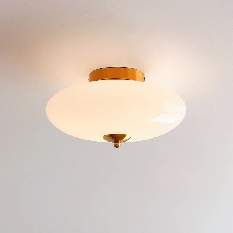 Lámpara de techo DecorBites™ de cristal blanco crema | Decoración LED para comedor estilo Bauhaus