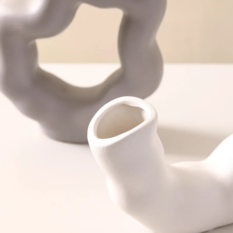 مزهرية زهور سيراميكية هندسية من DecorBites™ لديكور منزلي أنيق وتنسيق الزهور