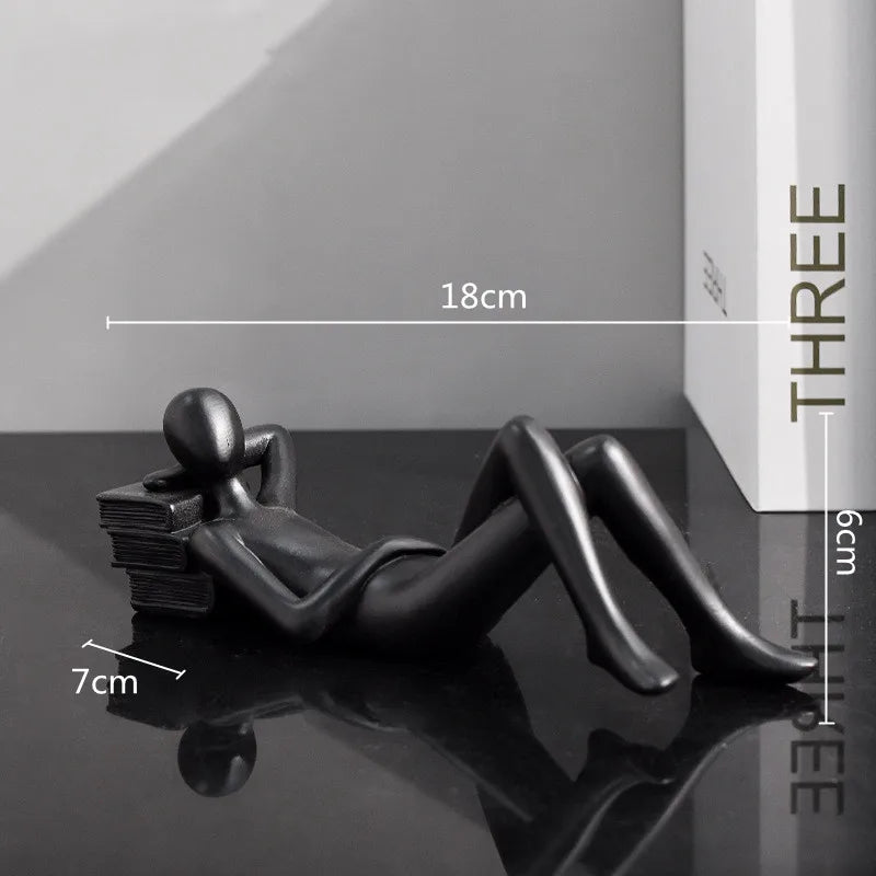 DecorBites™ Golden Thinker Reader Man Resin Figure: Abstract Home Decor Figurine