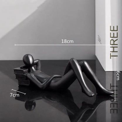 DecorBites™ Golden Thinker Reader Man Resin Figure: Abstract Home Decor Figurine