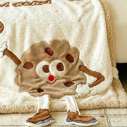 DecorBites™ Cartoon Lamb Wool Blanket: Soft & Warm Sofa Cover for Autumn/Winter