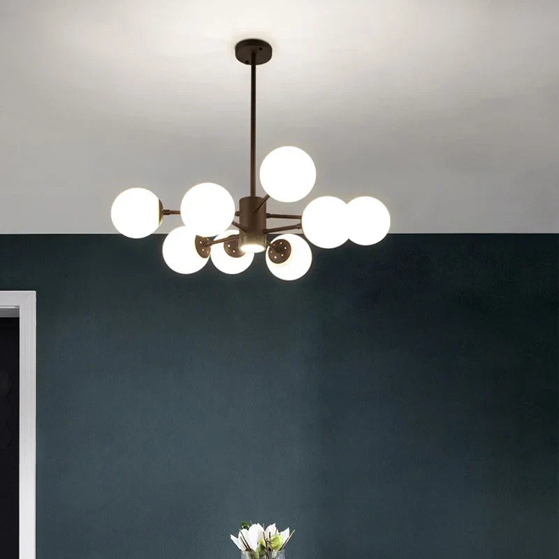 Lámpara de araña de bolas de cristal DecorBites™ - Lámpara colgante negra Art Déco para el comedor