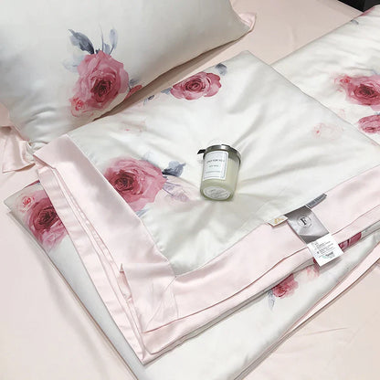 Decobites Summer Quilt Bedding Set: Soft Lyocell Fiber Comforter, Sheet, Pillowcases - 4Pcs