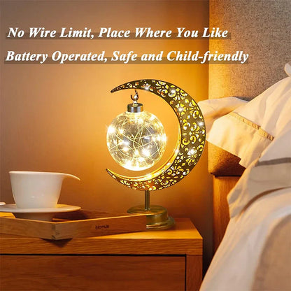 DecorBites™ LED Ramadan Moon Star Night Light Table Lamp for Eid Decoration