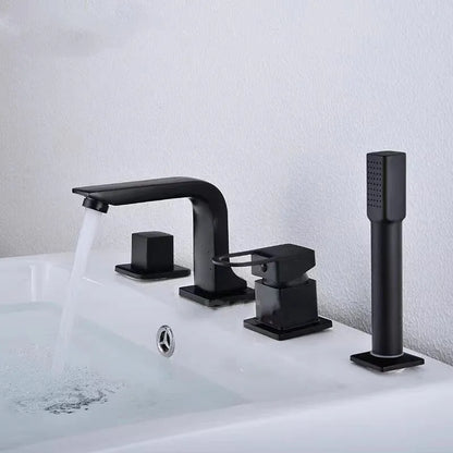 4Pcs Bathroom Bathtub Faucet Basin Faucet Deck/Wall Mounted  Handheld Tub Mixer Tap Cold Hot Mixer Water Tap With Hand Shower