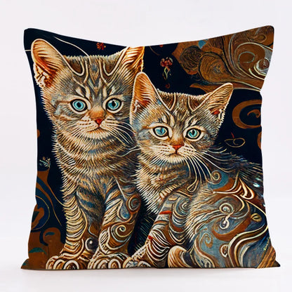 Funda de almohada de lino con diseño de gato DecorBites™ de 45x45 cm para decoración del hogar y fundas de cojín