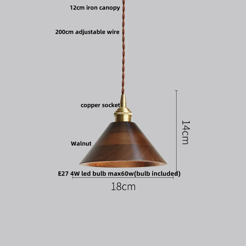 DecorBites™ Ash Wood LED Pendant Lamp Adjustable Hanging Lights Luminaire