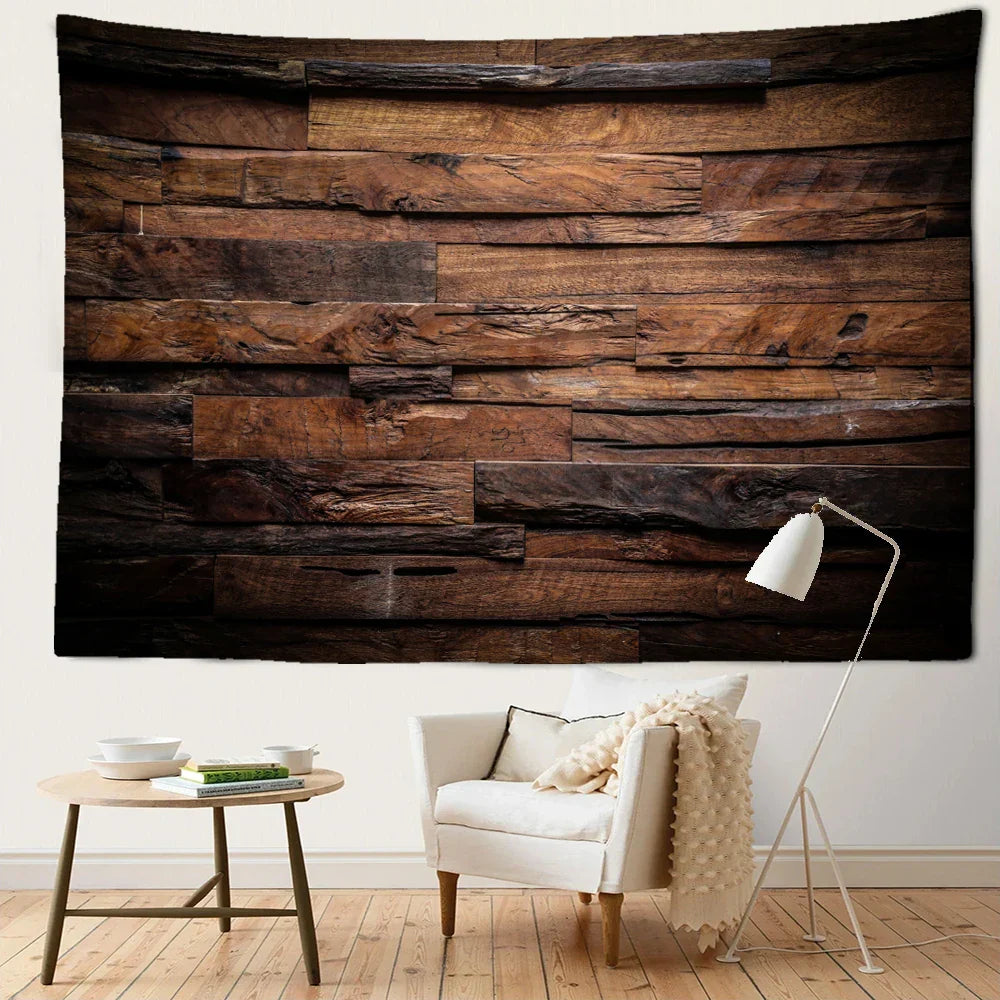 Dark Wood Texture Abstract Art Tapestry Hippie Wall Hanging for Living Room Home Decor by Decobites