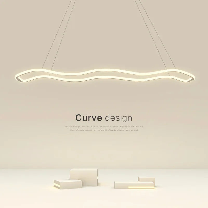 DecorBites™ LED Pendant Light: Modern Aluminum Line Shapes Chandelier