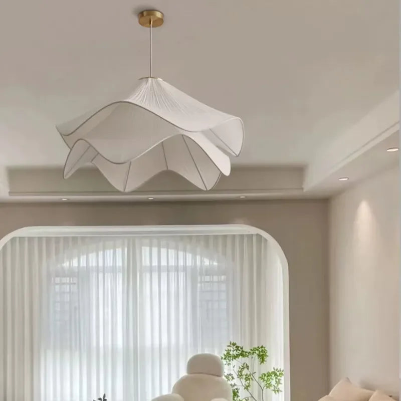 DecorBites™ LED White Fabric Pendant Light for Living Room Bedroom Dining Table