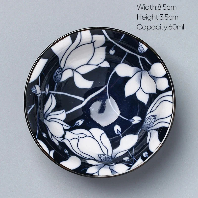 DecorBites™ Ceramic Kung Fu Tea Cup, Japanese Style Porcelain Espresso Coffee Cup