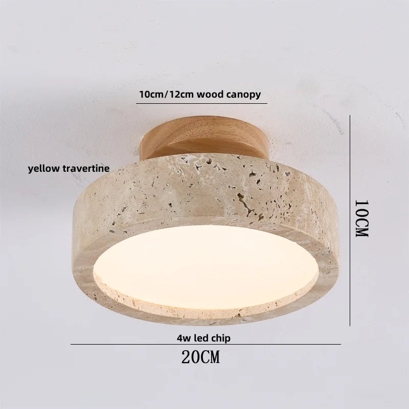 DecorBites™ LED Wood Yellow Travertine Ceiling Light - Modern Style for Home Decor