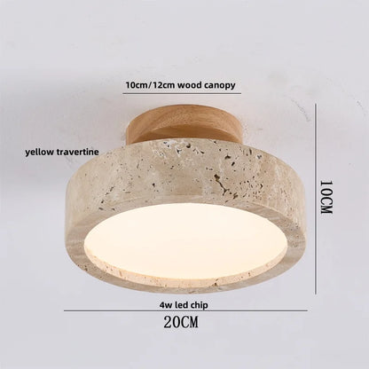 DecorBites™ LED Wood Yellow Travertine Ceiling Light - Modern Style for Home Decor
