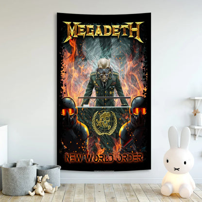 Megadeths Vintage Rock Skull Tapestry for Bar Decoration by Decobites