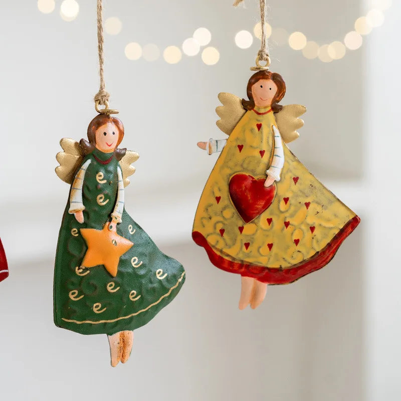 American Country Retro Old Iron Christmas Angel Girl Decoration Pendant Christmas Tree Decoration