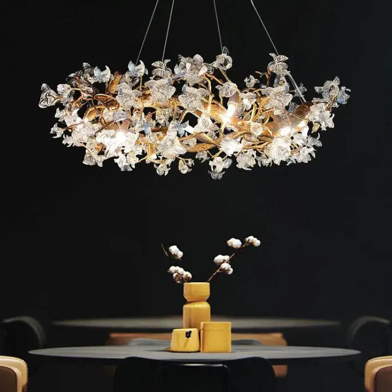 DecorBites™ Kapok Flower Glass Crystal Chandelier for Living Room Dining Bedroom