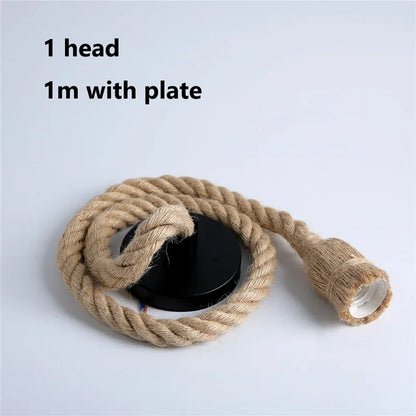 DecorBites™ Hemp Rope Pendant Lights Retro Loft Industrial Hanging Lamp for Living Room Home Decor