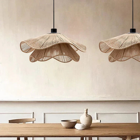 DecorBites™ Hemp Rope Ceiling Chandelier, Nordic Minimalist LED Pendant Lights for Dining Room