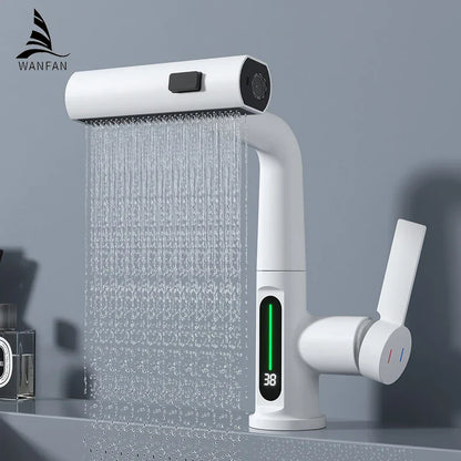 DecorBites™ Digital Display Basin Faucet with Stream Sprayer, Hot Cold Water Mixer