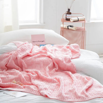 Manta jacquard acogedora DecorBites™: Chal de punto de color liso 100% algodón para la oficina o el hogar