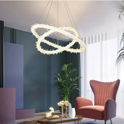 DecorBites™ K9 Crystal Round Chandelier: Modern LED Pendant Lamp for Home, Living Room, Bedroom, Lobby