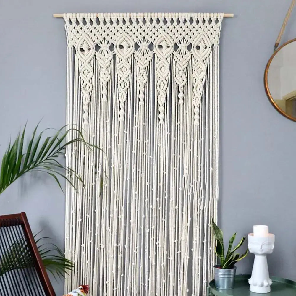 DecorBites™ Hand-woven Macrame Door Curtain Bohemia Wall Hanging Tapestry For Home Window Doorway Bedroom Living Room