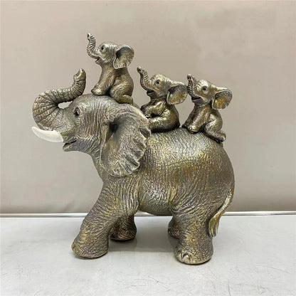 DecorBites™ Elephant Family Figurine Resin Calf Kids Miniature Ornament Decoration