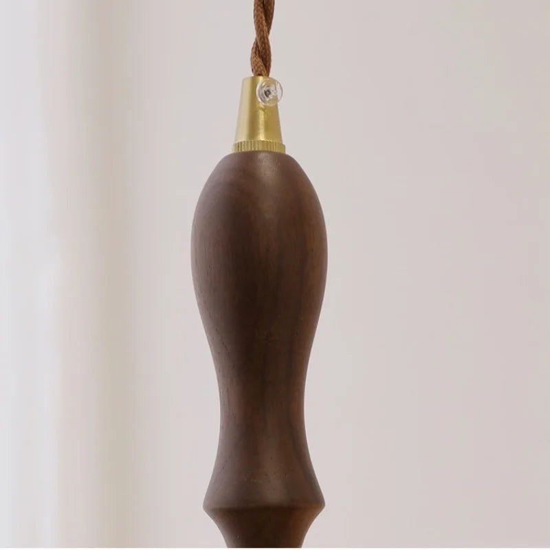 DecorBites™ Green Glass Walnut Wood LED Pendant Light, Nordic Modern Hanging Lamp