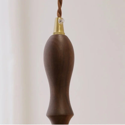 DecorBites™ Green Glass Walnut Wood LED Pendant Light, Nordic Modern Hanging Lamp