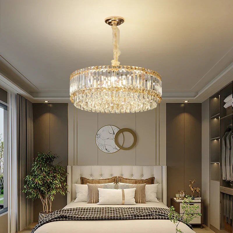 DecorBites™ Crystal Chandelier: Elegant Modern Lighting for Living Room, Bedroom, and Restaurant.