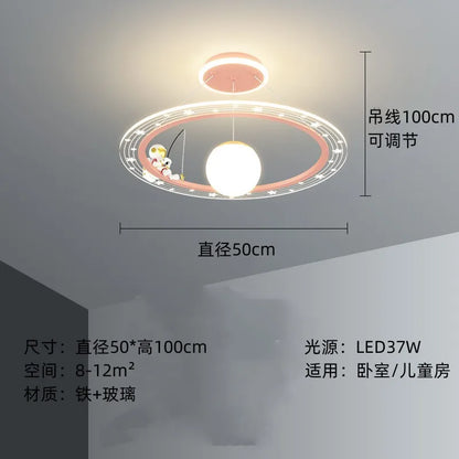 DecorBites™ Astronaut LED Chandeliers: Remote-controlled Ceiling Pendant for Children's Room, Boy's Study, Nursery