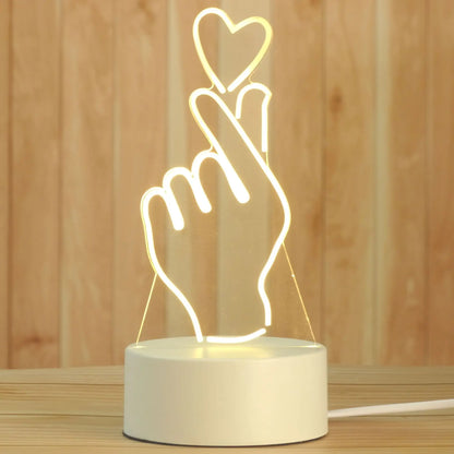 Lámpara de noche acrílica 3D DecorBites™ | Regalo para niños y niñas | Decoración para dormitorio | Luz de mesa