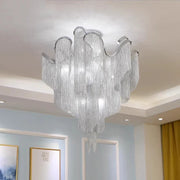 Glass LED Pendant Chandelier Gold 100cm Dimmable