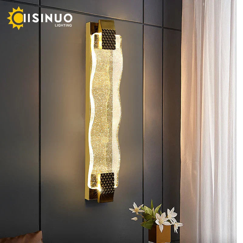 DecorBites™ Crystal LED Wall Sconce: Luxury Gold Light Fixture for Home Decor