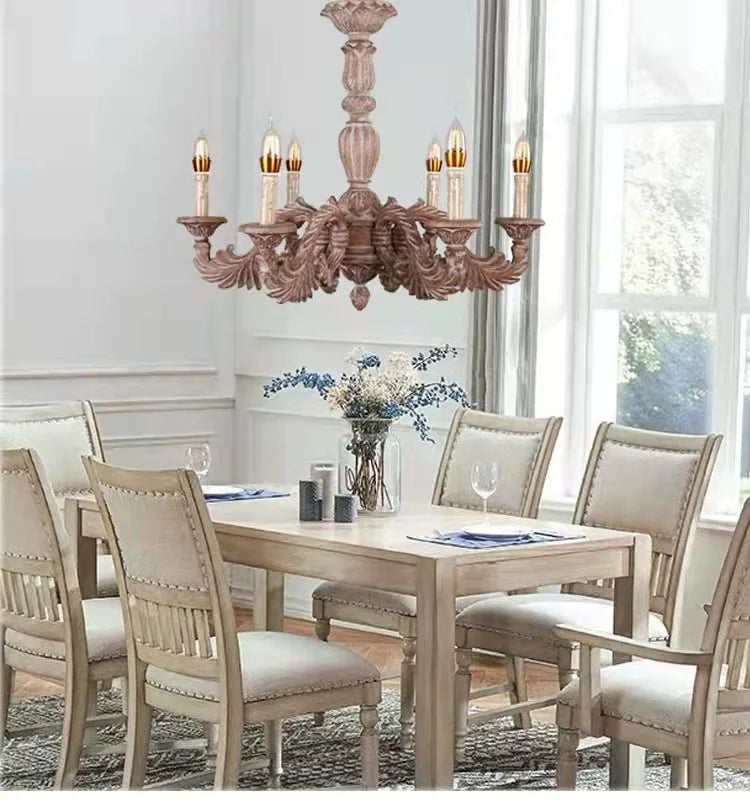 ثريا DecorBites™ الريفية الفرنسية المصنوعة من الخشب الصلب لغرفة النوم، وغرفة الطعام، وغرفة المعيشة، وغرفة الدراسة