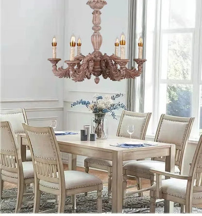 ثريا DecorBites™ الريفية الفرنسية المصنوعة من الخشب الصلب لغرفة النوم، وغرفة الطعام، وغرفة المعيشة، وغرفة الدراسة