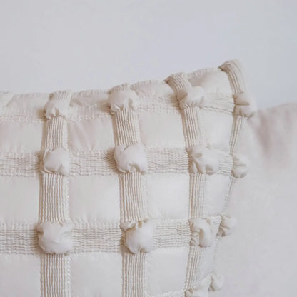 Funda de cojín DecorBites™ a cuadros blanco crema con burbujas 3D - Funda de almohada decorativa de lujo ligero para sofá