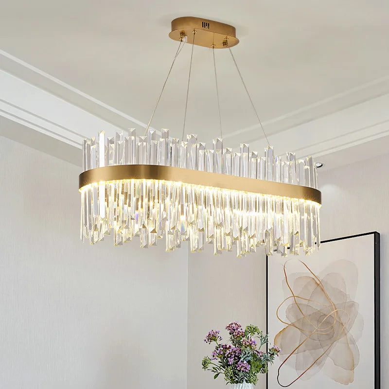 DecorBites™ Gold Crystal Ceiling Chandelier | Luxury Indoor Lighting for Living & Dining Room