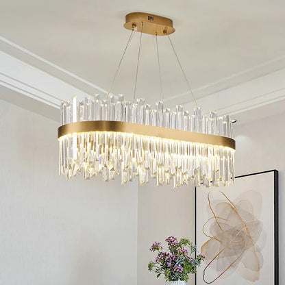 DecorBites™ Gold Crystal Ceiling Chandelier | Luxury Indoor Lighting for Living & Dining Room