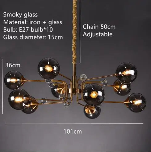 Decorbites™ Glas-Blase-Kronleuchter: Vintage-Industrial-Lampe für Wohnzimmer, Küche und Kücheninsel