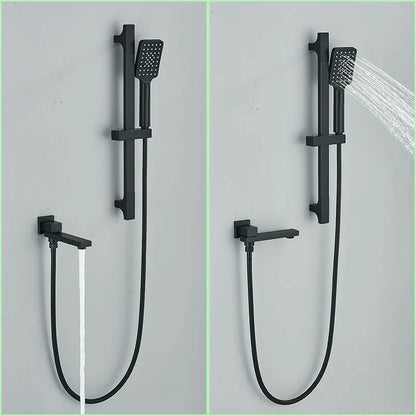 DecorBites™ Black Rainfall Shower Faucets with Slider Bar and Embedded Mixer