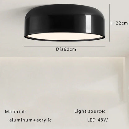 Lámpara de techo LED redonda minimalista italiana DecorBites™ en blanco y negro para dormitorio