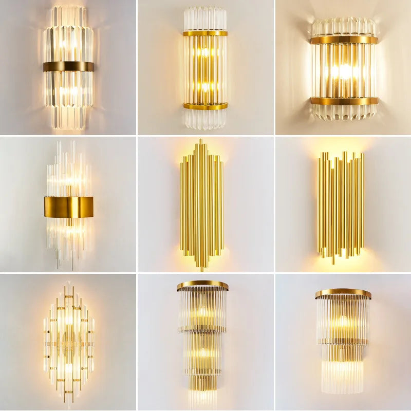 DecorBites™ Gold Crystal LED Wall Lights for Bedroom Living Room Home Decoration