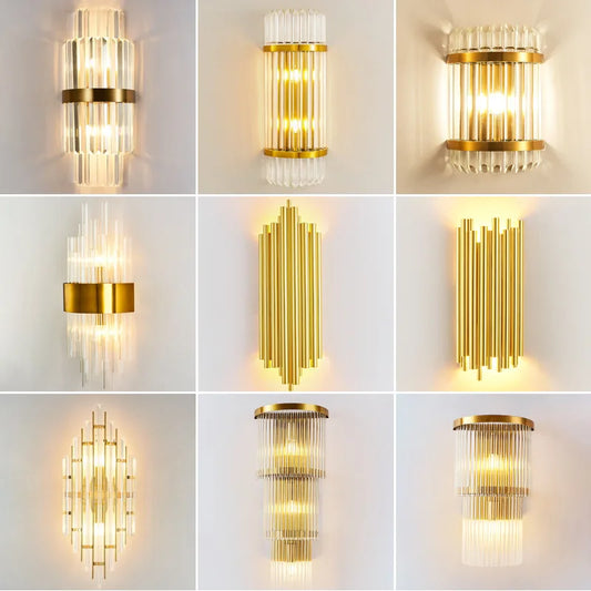 DecorBites™ Gold Crystal LED Wall Lights for Bedroom Living Room Home Decoration