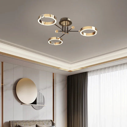 DecorBites™ Gold Plated Chandelier with Remote Control, Crystals Decoration for Living Room