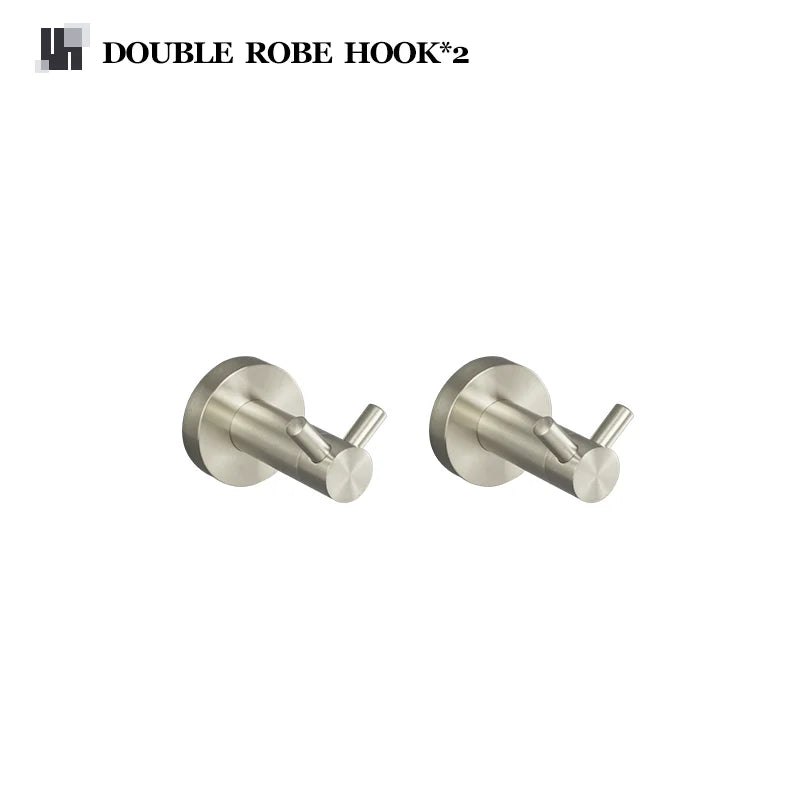 DecorBites™ Brushed Nickel Stainless Steel Bathroom Hardware Set Towel Bar Ring Holder Robe Hook