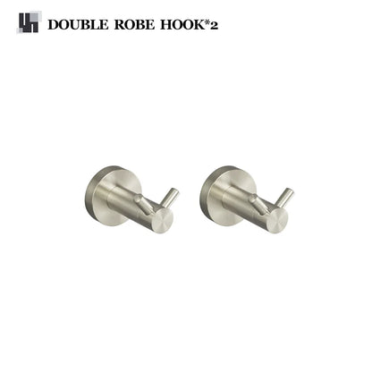 DecorBites™ Brushed Nickel Stainless Steel Bathroom Hardware Set Towel Bar Ring Holder Robe Hook
