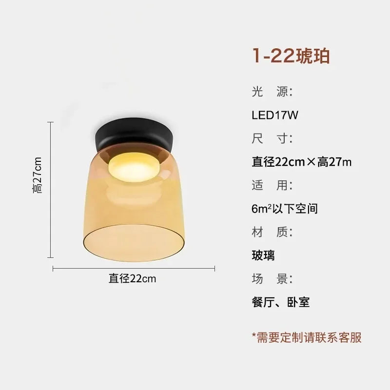 DecorBites™ Glass LED Ceiling Light in Amber/Gray/Green - Modern Indoor Lighting for Various Spaces