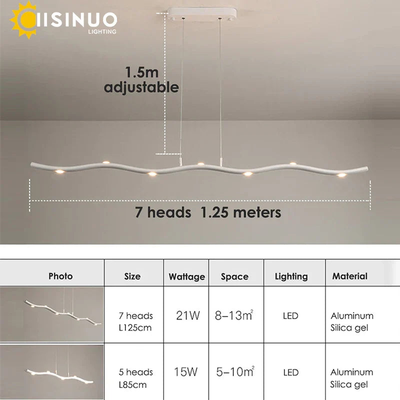 Lámpara colgante LED ondulada DecorBites™ para decoración de oficina, comedor y sala de estar