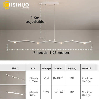 Lámpara colgante LED ondulada DecorBites™ para decoración de oficina, comedor y sala de estar